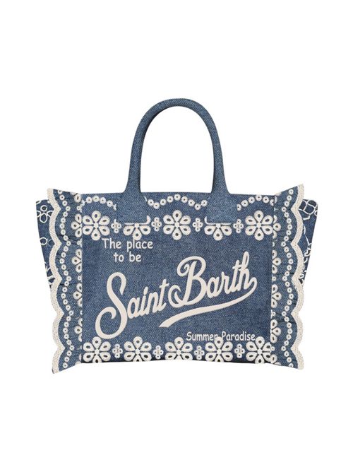 borsa donna colette in sangallo denim MC2 Saint Barth | COLETTE VOLANT-SANGALLO FLOWERS DENIMDARK EMB